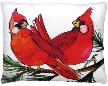 Cardinal Couple Outdoor Pillow - Click to enlarge