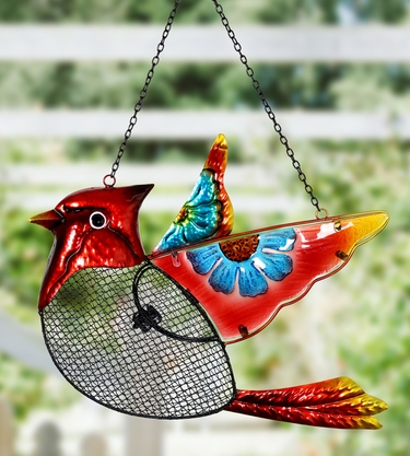 Cardinal Mesh Wild Bird Seed Feeder - Click to enlarge