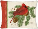 Cardinal w/Pinecone Outdoor Pillow