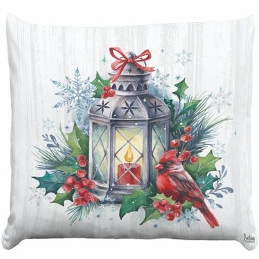 Cardinal w/Winter Lantern Outdoor Pillow - Click to enlarge