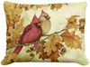 Cardinals on Fall Oak Leaves Outdoor Pillow