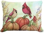 Cardinals on Pumpkins Outdoor Pillow