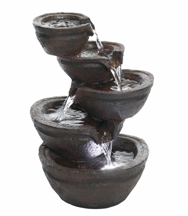 Cascading Bowls Tabletop Fountain w/LED Lights - Click to enlarge