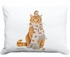 Cat w/Acorn Scarf Outdoor Pillow