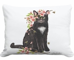 Cat w/Cherry Blossoms Outdoor Pillow