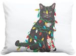 Cat w/Christmas Lights Outdoor Pillow
