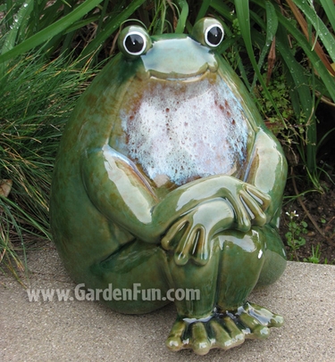 Ceramic Frog Statue - Peaceful Garden - Click to enlarge