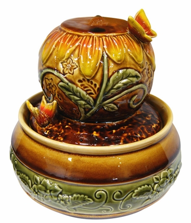 Ceramic Sunflower Tabletop Fountain - Click to enlarge