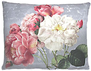 Charcoal Red Florals Outdoor Pillow - Click to enlarge