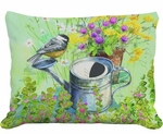 Chickadee w/Watering Can Outdoor Pillow