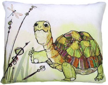 Chill Turtle w/Dragonfly Outdoor Pillow - Click to enlarge