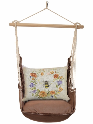 Chocolate Bee with Floral Wreath Hammock Chair Swing Set - Click to enlarge