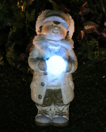 Christmas Boy w/LED Snowball LED Light - Click to enlarge