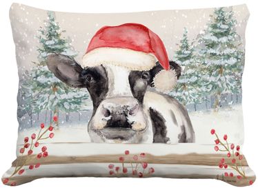 Christmas Cow Outdoor Pillow - Click to enlarge