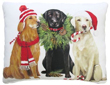 Christmas Dog Trio Outdoor Pillow - Click to enlarge