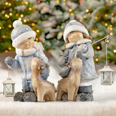 Christmas Figurines with Baby Deer (Set of 2) - Click to enlarge