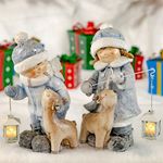 Christmas Figurines with Baby Deer (Set of 2)