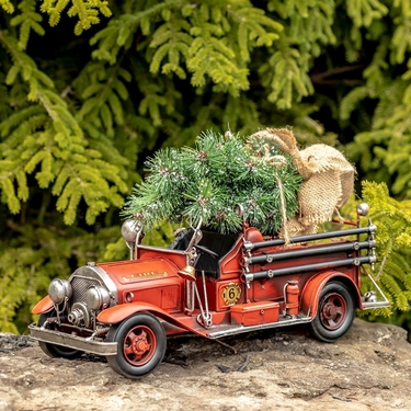 Vintage Fire Truck with Christmas Tree - Click to enlarge