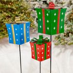 Christmas Gifts w/Twinkle Stars Iron Garden Stakes (Set of 3)