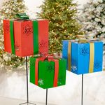 Christmas Gifts w/Snowflake Cutouts Iron Garden Stakes (Set of 3)