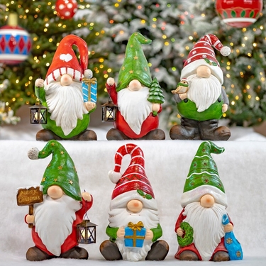Christmas Garden Gnomes (Set of 6) - Click to enlarge
