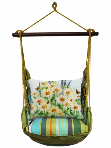 Citrus Stripe Daisies Field Hammock Chair Swing Set - Click to enlarge