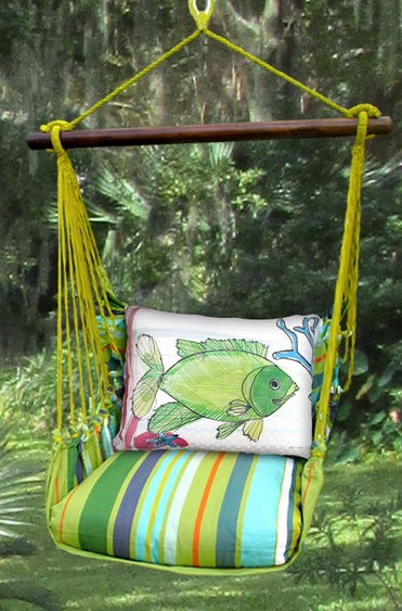 Citrus Stripe Fish w/Coral Hammock Chair Swing Set - Click to enlarge
