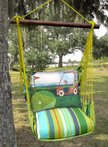 Citrus Stripe Golf Cart Hammock Chair Swing Set - Click to enlarge