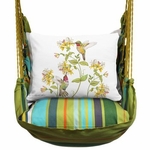 Citrus Stripe Hummingbird Duo w/ Honeysuckles Hammock Chair Swing Set