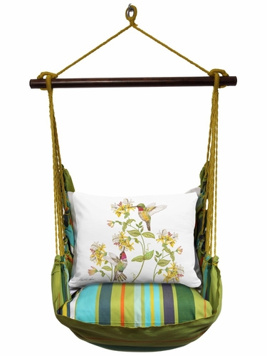 Citrus Stripe Hummingbird Duo w/ Honeysuckles Hammock Chair Swing Set - Click to enlarge