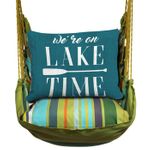 Citrus Stripe Lake Time on Teal Hammock Chair Swing Set