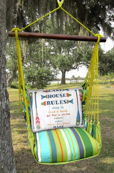 Citrus Stripe Lakehouse Rules Hammock Chair Swing Set - Click to enlarge