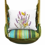 Citrus Stripe Lavender with Yellow Butterflies Hammock Chair Swing Set