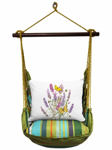 Citrus Stripe Lavender with Yellow Butterflies Hammock Chair Swing Set - Click to enlarge