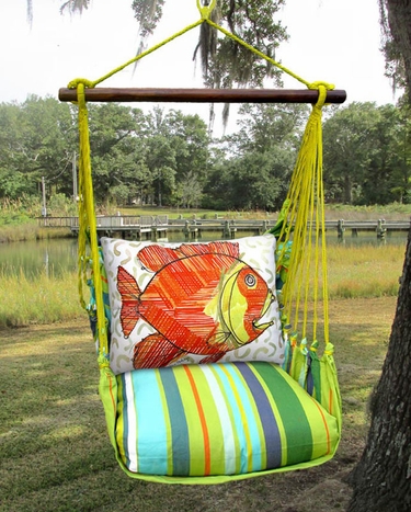 Citrus Stripe Modern Fish Hammock Chair Swing Set - Click to enlarge
