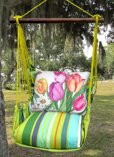 Citrus Stripe Spring Bouquet Hammock Chair Swing Set - Click to enlarge