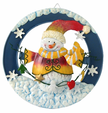 Classic Metal Snowman Wall Plaque - Click to enlarge