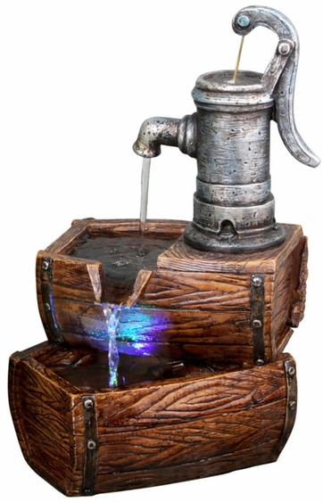 Classic Pump & Barrels Outdoor Fountain - Click to enlarge