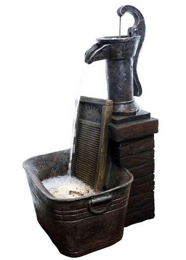 Classic Pump & Washboard Outdoor Fountain - Click to enlarge