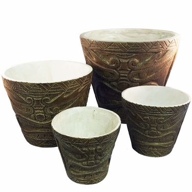 Classic Tiki Bucket Planters (Set of 4) - Click to enlarge