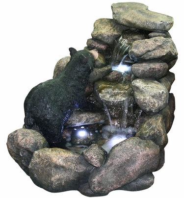 Climbing Baby Bear Fountain w/LED Lights - Click to enlarge
