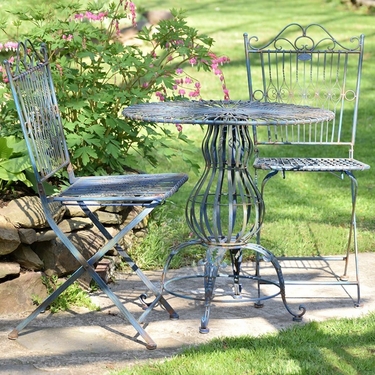 3 Piece Metal Bistro Set - Cobalt Blue - Click to enlarge