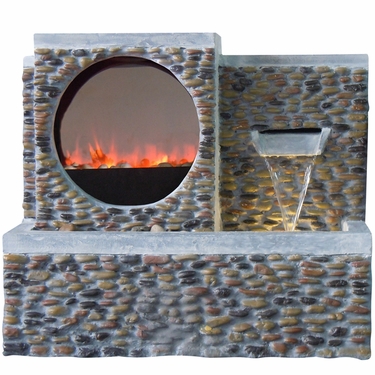 Cobblestone LED Fire & Water Fountain - Click to enlarge