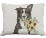 Collie w/Sunflowers Outdoor Pillow