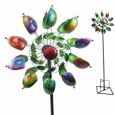 Colorful Cups and Beads Wind Spinner Stake - Click to enlarge