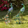 Colorful Iron Peacock Statues (Set of 2)