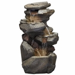 Concrete Cascade Rock Fountain w/LED Lights