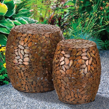 Copper Pebbles Garden Stools & Planters (Set of 2) - Click to enlarge