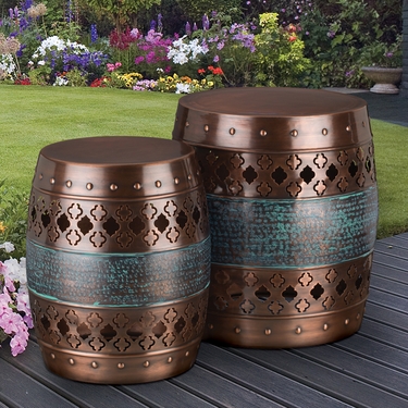 Copper Quatrefoil Garden Stools & Planters (Set of 2) - Click to enlarge