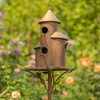 Copper Finish Tall Cylinder Triple Birdhouse